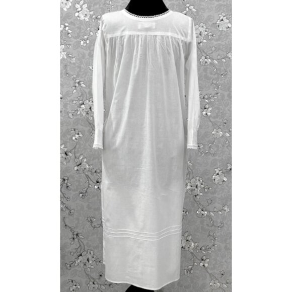 SoieRose SR-1218 Victorian White Cotton Nightgown Long Sleeve Lace Trim Vintage - Picture 7 of 8